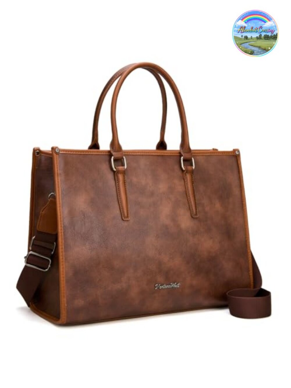 Laptop Tote Bag for Women 15.6 Inch Waterproof Faux Leather Work Briefcase with